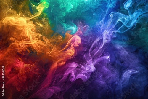 A colorful smokey background with a rainbow of colors