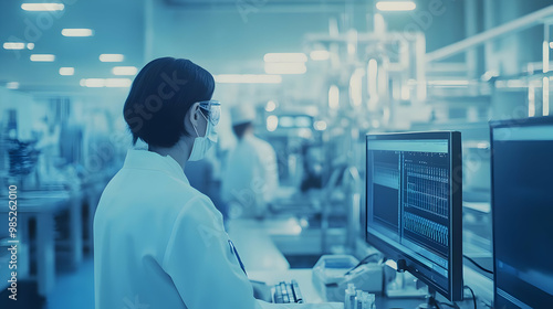 Lab Technician Working on Computer - Realistic Image