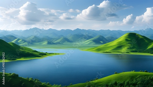 Endless Green Hills Under a Clear Blue Sky