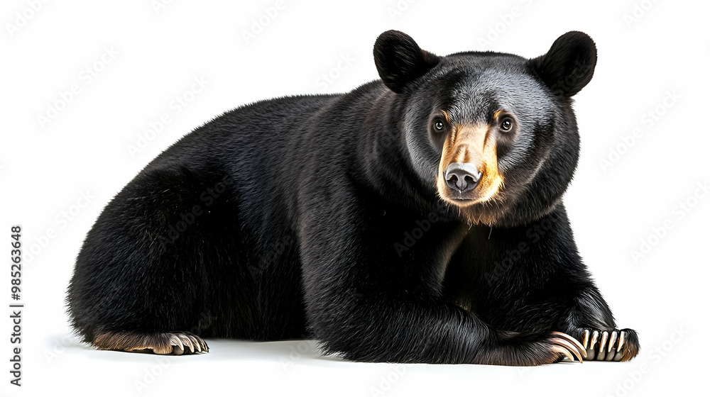 Fototapeta premium Black Bear Lying Down Realistic Image