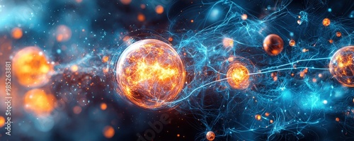 Control rods interacting with uranium in a nuclear fission process, visualizing atomic regulation. photo