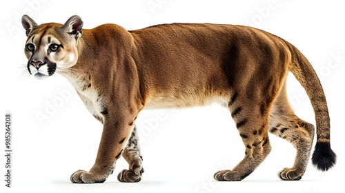 Cougar Walking on White Bac...