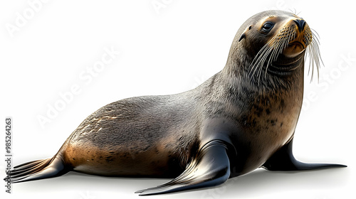 Sea Lion Illustration on Wh...