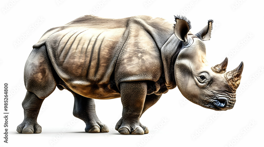 Fototapeta premium Realistic Rhino Illustration - White Background