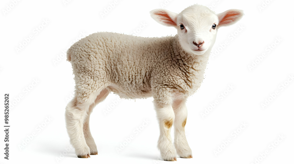 Cute Little Lamb Standing on White Background - Photo Cute Little Lamb Standing on White Background - Photo