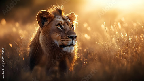 Golden Hour Lion Portrait -...