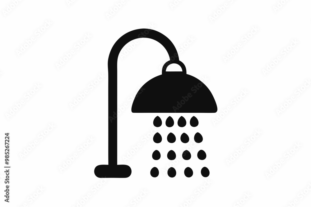 Fototapeta premium Shower icon, shower silhouette vector, shower bathroom icon 