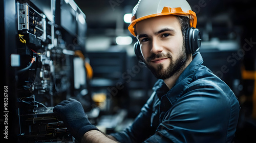 Technician in a Hard Hat an...