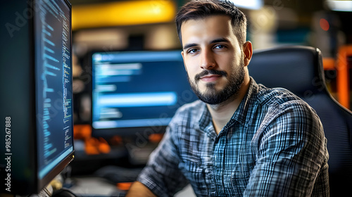 Programmer Working on Code ...