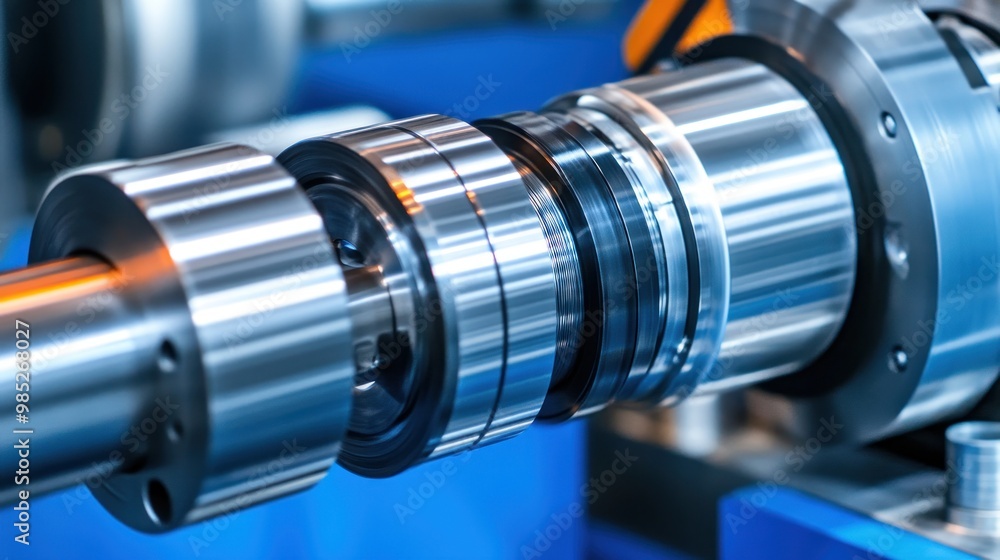 A close-up of a precision mechanical component used in industrial machinery. A close-up of a precision mechanical component used in industrial machinery.