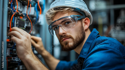 Electrician Working on Elec...