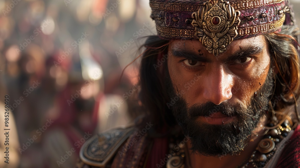 Intense Portrait of a Powerful King: A Close-Up Look at a Historical Figure Intense Portrait of a Powerful King: A Close-Up Look at a Historical Figure