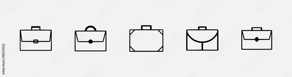 Stylish and Professional Briefcase Icon Set for Office, Travel, and Student Use – Perfect for Business Apps, Travel Planners, and School Materials Stylish and Professional Briefcase Icon Set for Office, Travel, and Student Use – Perfect for Business Apps, Travel Planners, and School Materials