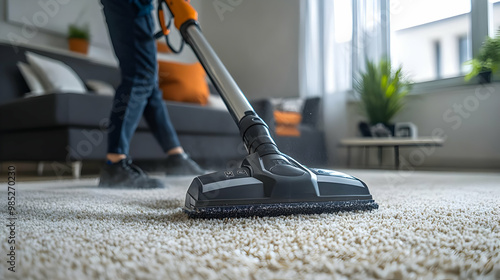 Close-up of a Vacuum Cleaner on Carpet