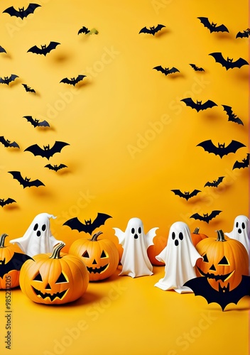 Halloween layout, Halloween copy space, Halloween card layout, Halloween pumpkin, Halloween letter paper, Halloween illustration, Halloween concept, Halloween background, Halloween banner