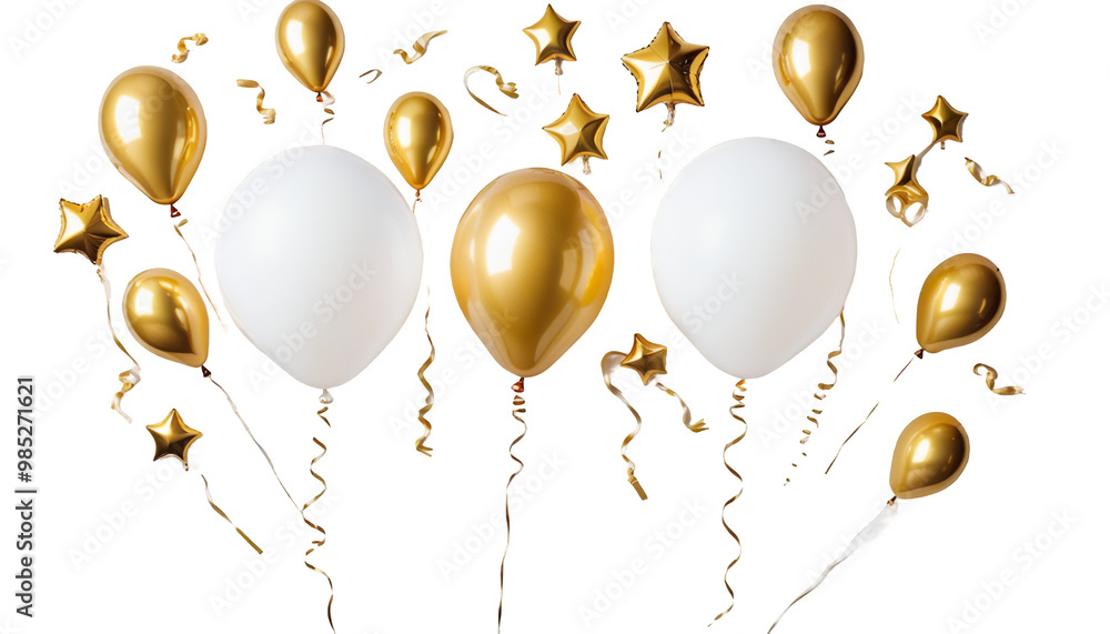 background balloon white gold white balloon party decoration celebration background illustration gold confetti anniversary celebrate holiday birthday happy design festive white gift fun gold