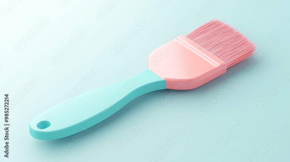 A 3D icon of a paintbrush featuring vibrant colors of pink and cyan. The design showcases the paintbrush in a dynamic pose, emphasizing its artistic purpose. 