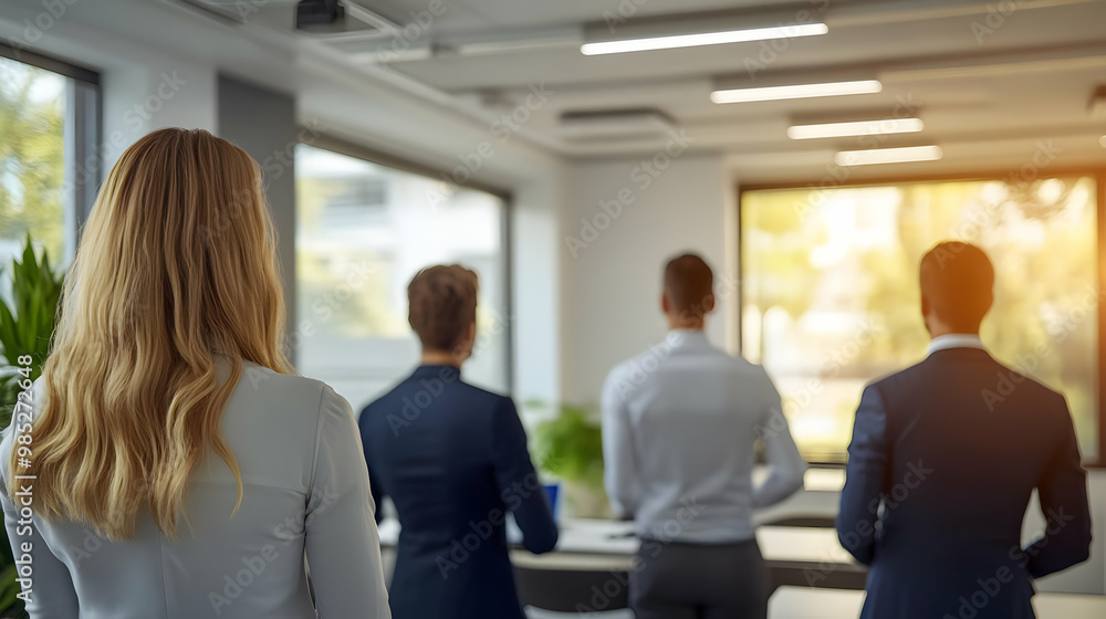 Business Meeting in a Modern Office with Windows - Realistic Image Business Meeting in a Modern Office with Windows - Realistic Image