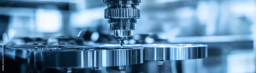 CNC Machine Cutting Metal Close up Industrial Manufacturing Process CNC Machine Cutting Metal Close up Industrial Manufacturing Process