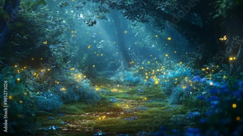 Wallpaper Mural Enchanted Forest Illuminated by Fireflies Torontodigital.ca