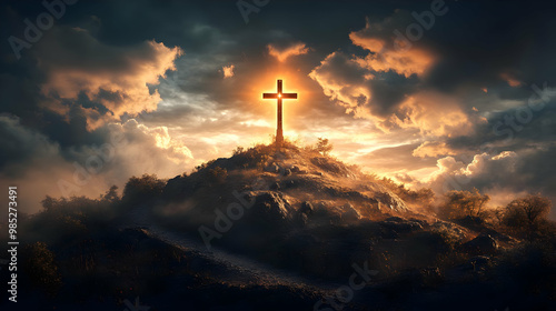 Cross On Mountaintop Illust...