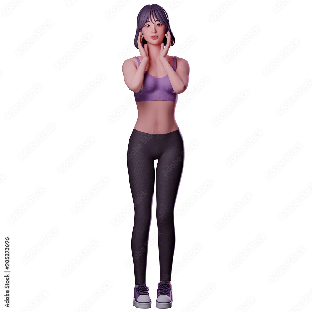 Beauty sport girl in sport wear doing beauty photo shot pose, 3D character render Beauty sport girl in sport wear doing beauty photo shot pose, 3D character render