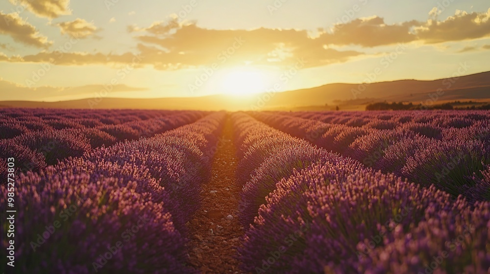 Obraz premium Lavender field at sunset.