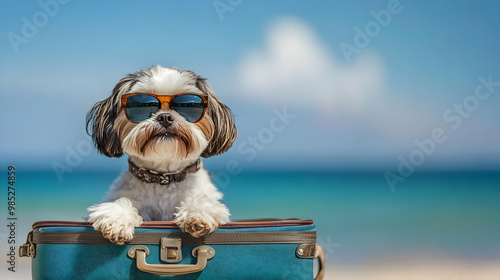 Dog in Sunglasses Inside Su...