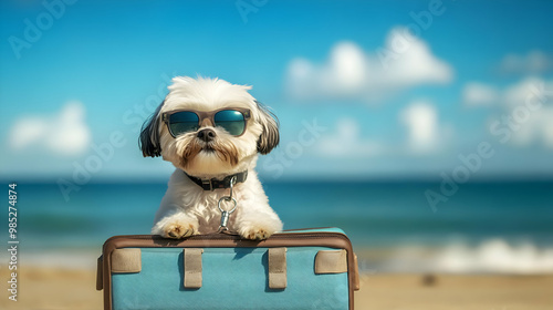 Dog Wearing Sunglasses on a...