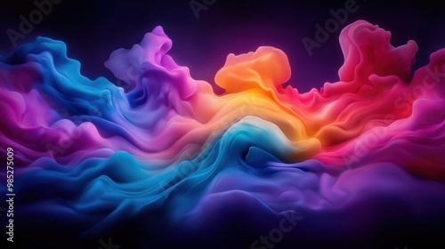 Mesmerizing abstract background with dynamic fluid swirls of vibrant colorful digital paint and light effects creating a captivating futuristic cosmic atmosphere