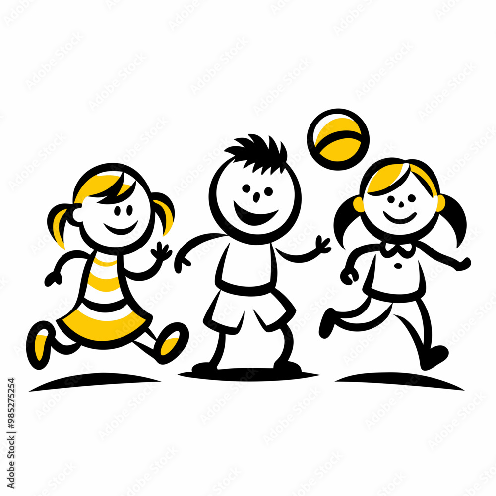 Energetic children playing together and having fun with a ball Energetic children playing together and having fun with a ball