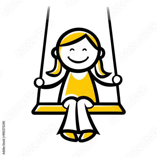 Joyful girl swinging on a swing set with a big smile in a playful atmosphere