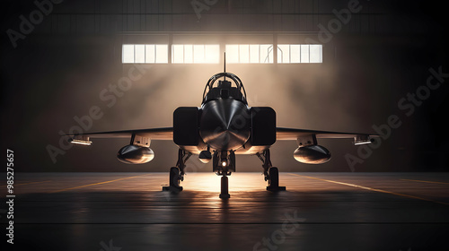 Jet Fighter in Hangar - Realistic Image photo