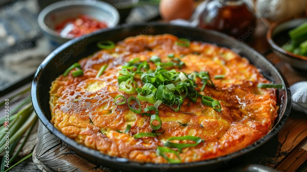 Front View of Pan-Fried Korean Kimchi Pancakes (Kimchi Jeon) Front View of Pan-Fried Korean Kimchi Pancakes (Kimchi Jeon)