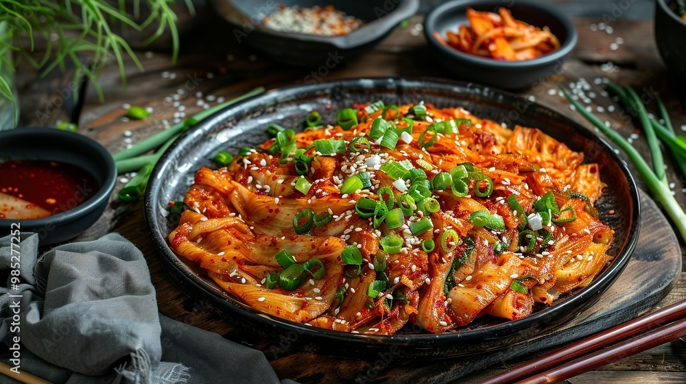 Kimchi Jeon: Detailed Front View of Pan-Fried Korean Kimchi Pancakes Kimchi Jeon: Detailed Front View of Pan-Fried Korean Kimchi Pancakes