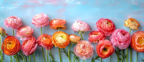 Fresh spring flowers on pastel background.