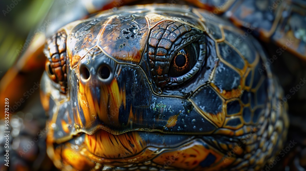 Naklejka premium Close Up Portrait of a Turtle's Eye
