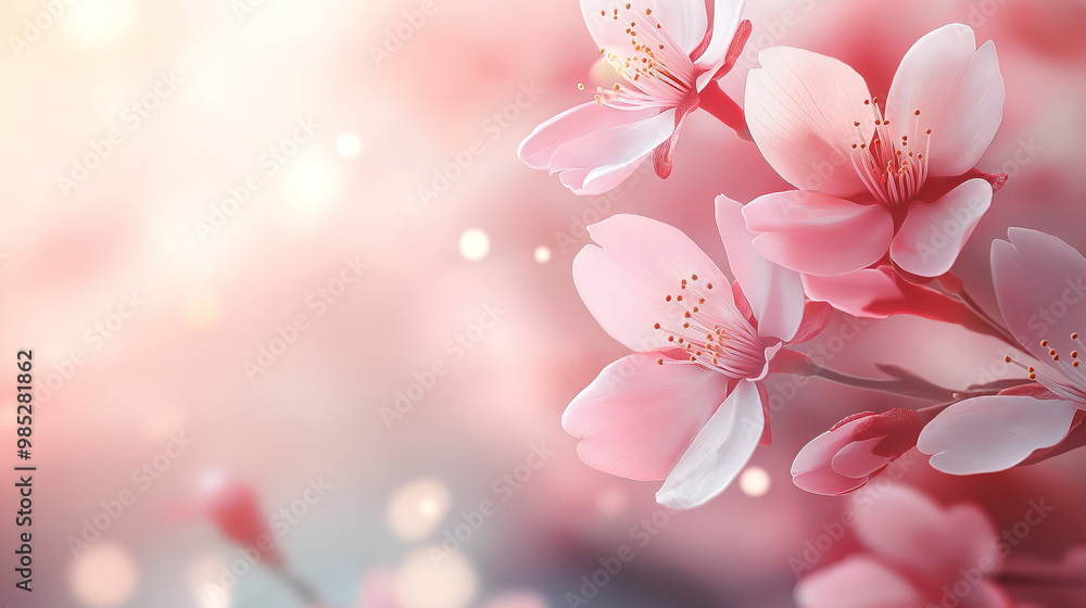 Spring Floral Background with Pink and White Cherry Blossoms and Copy Space Spring Floral Background with Pink and White Cherry Blossoms and Copy Space