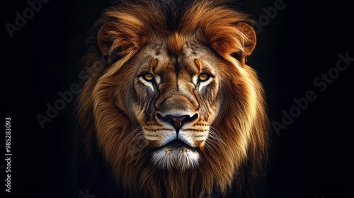 Majestic Lion Portrait on Dark Background