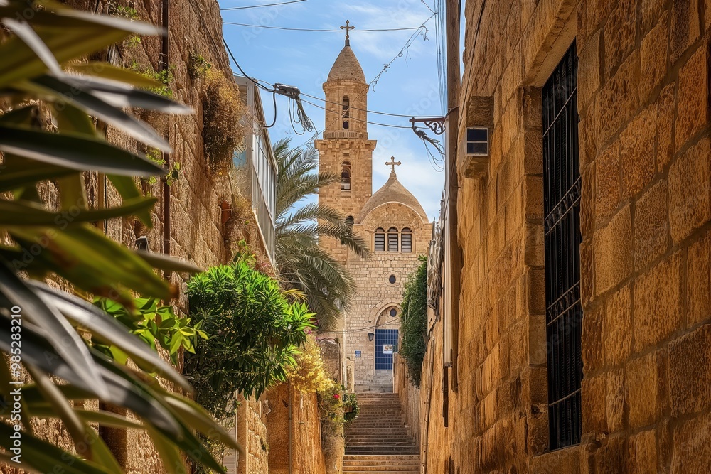 ancient-alleys-in-old-city-of-jaffa-israel-lead-to-st-peter-church