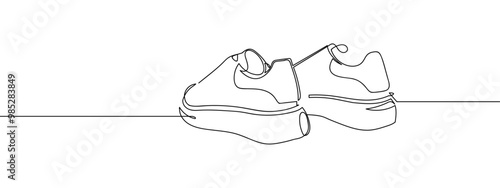 sneakers line art vector illustration with transparent background editable stroke.