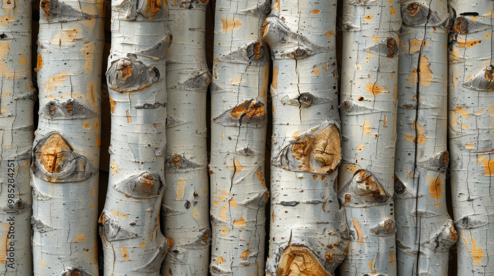 Naklejka premium Closeup of Aspen Tree Bark Texture