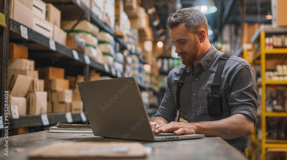 Small business owner managing am online store working on laptop, e commerce business concept, digital marketing Small business owner managing am online store working on laptop, e commerce business concept, digital marketing