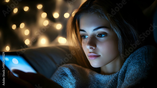 Woman Looking at Phone in L...