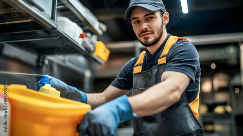 Man in Workwear Pouring Liq...