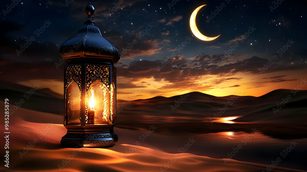 Lantern in the Desert - 3D Illustration Lantern in the Desert - 3D Illustration