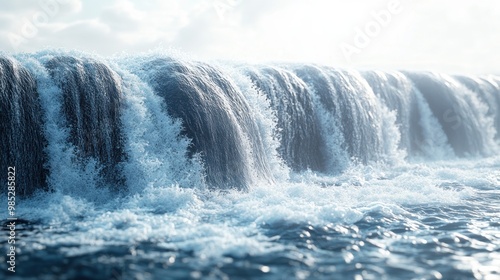 A close-up view of cascading ocean waves in natural light.
