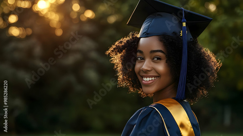 Smiling Graduate in Cap and...