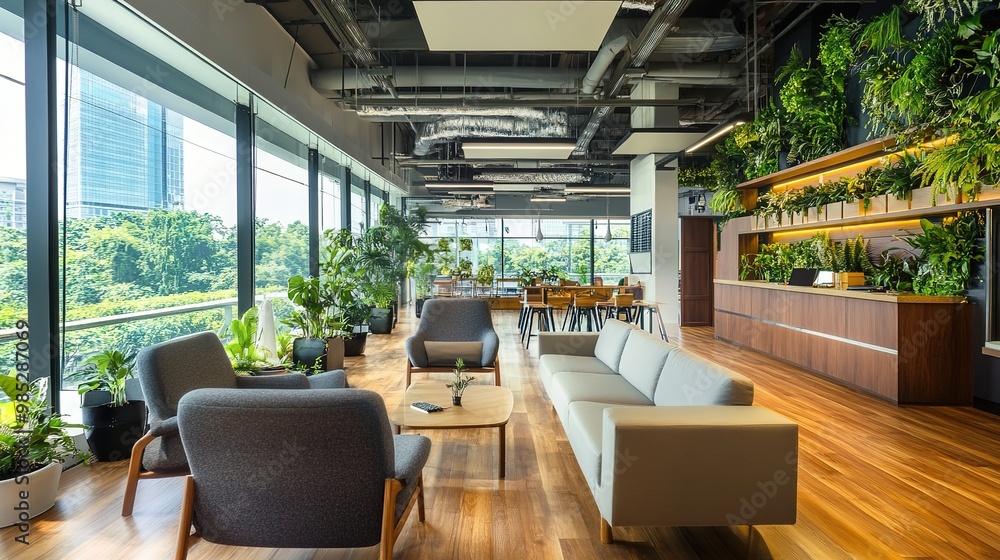 Corporate executives discussing eco-friendly business strategies in a modern office. Businesspeople focused on sustainable development, green initiatives, and corporate environmental responsibility. Corporate executives discussing eco-friendly business strategies in a modern office. Businesspeople focused on sustainable development, green initiatives, and corporate environmental responsibility.