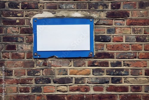 Wallpaper Mural NHS sign on brick wall in York UK. Blue and white color scheme. Brick texture, worn, weathered. Handwritten text, faded, distressed. Public health service logo, medical care, UK government Torontodigital.ca